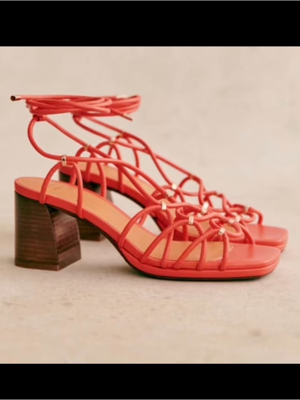 🆕 Sezane Annabelle Lace up Sandals in Smooth Orange - Size 10